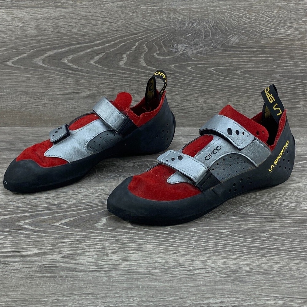 Men's La Sportiva Rock Climbing Shoes XS Grip US Size 10 1/2 Red Black